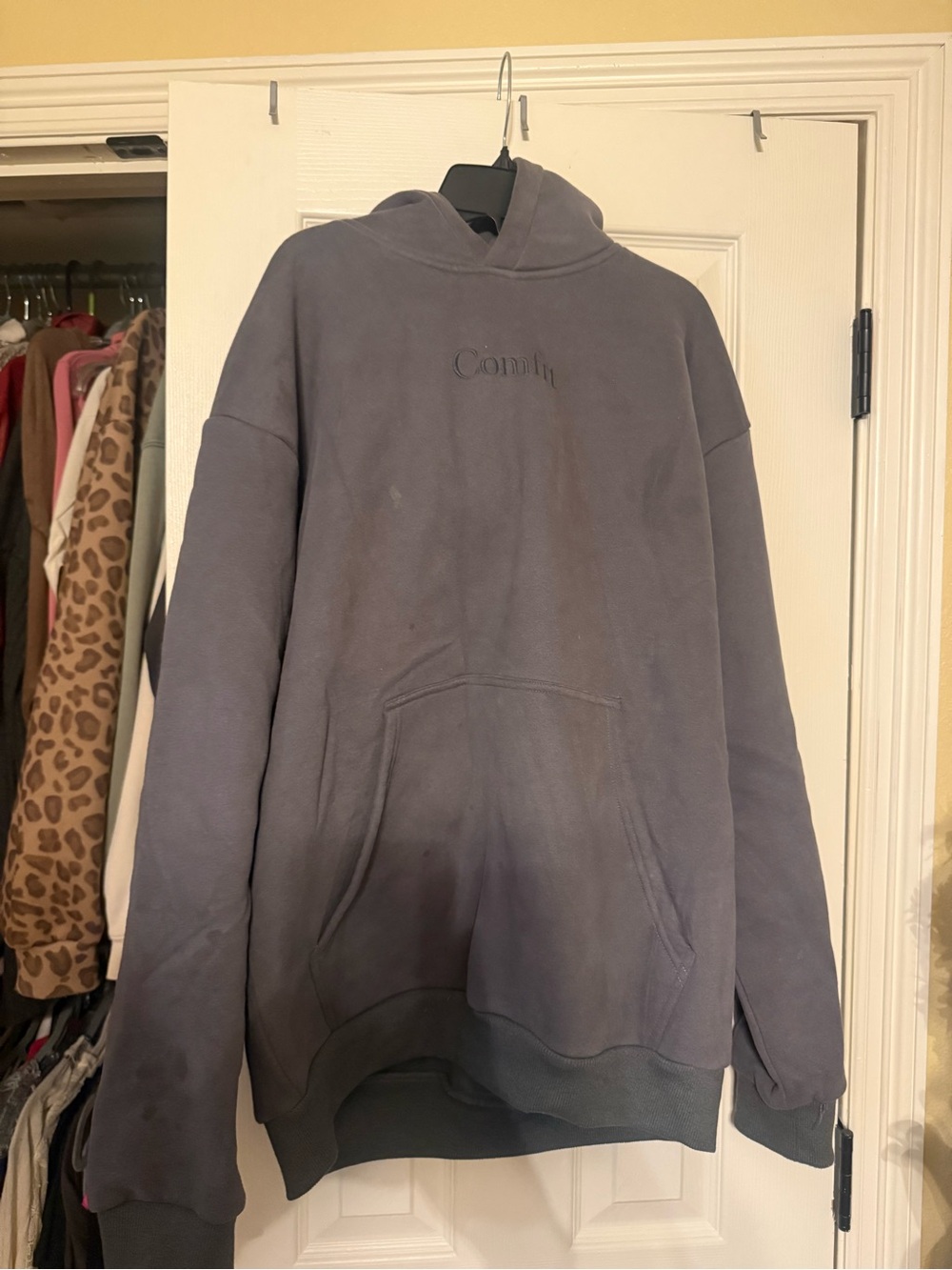 Comfrt Cozy Embroidered Gray Hoodie